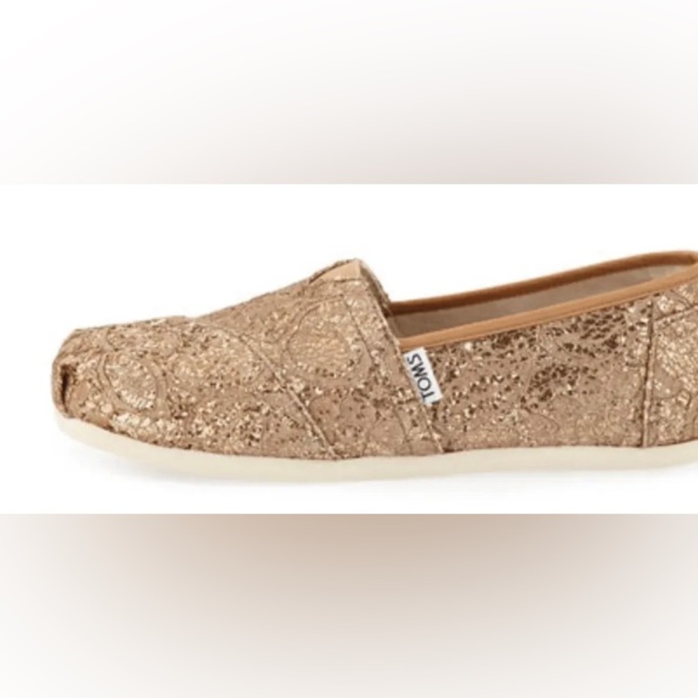 Toms Classic  Rose Gold Glitter Slip On Canvas Shoes Sz 8 $50